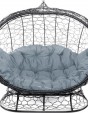Превью картинка Диван садовый M-Group Улей на ножках / 11220409 (черный ротанг/серая подушка)