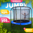 Превью картинка Батут Sundays JumpX 12FT (синий, с сеткой, с лестницей)