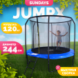 Превью картинка Батут Sundays JumpX 8FT (синий, с сеткой, с лестницей)