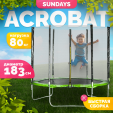 Превью картинка Батут Sundays Acrobat-D183 (зеленый с сеткой)