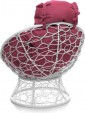Превью картинка Кресло садовое M-Group Папасан мини / 12070108 (белый ротанг/розовая подушка)