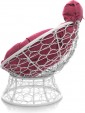 Превью картинка Кресло садовое M-Group Папасан мини / 12070108 (белый ротанг/розовая подушка)