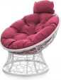 Превью картинка Кресло садовое M-Group Папасан мини / 12070108 (белый ротанг/розовая подушка)