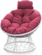 Превью картинка Кресло садовое M-Group Папасан мини / 12070108 (белый ротанг/розовая подушка)