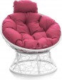 Превью картинка Кресло садовое M-Group Папасан мини / 12070108 (белый ротанг/розовая подушка)
