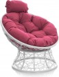 Превью картинка Кресло садовое M-Group Папасан мини / 12070108 (белый ротанг/розовая подушка)