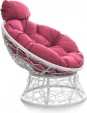 Превью картинка Кресло садовое M-Group Папасан мини / 12070108 (белый ротанг/розовая подушка)