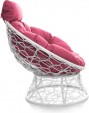 Превью картинка Кресло садовое M-Group Папасан мини / 12070108 (белый ротанг/розовая подушка)