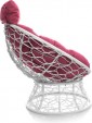 Превью картинка Кресло садовое M-Group Папасан мини / 12070108 (белый ротанг/розовая подушка)