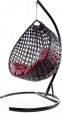 Превью картинка Кресло подвесное M-Group Капля Люкс / 11030402 (черный ротанг/бордовая подушка)