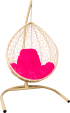 Превью картинка Кресло подвесное M-Group Капля / 11020508 (бежевый ротанг/розовая подушка)