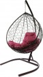 Превью картинка Кресло подвесное M-Group Капля / 11020202 (коричневый ротанг/бордовая подушка)