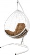 Превью картинка Кресло подвесное M-Group Капля / 11020101 (белый ротанг/бежевая подушка)