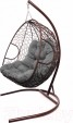 Превью картинка Кресло подвесное M-Group Для двоих / 11450209 (коричневый ротанг/серая подушка)