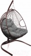 Превью картинка Кресло подвесное M-Group Для двоих / 11450209 (коричневый ротанг/серая подушка)