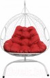 Превью картинка Кресло подвесное M-Group Для двоих / 11450106 (белый ротанг/красная подушка)