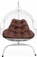Превью картинка Кресло подвесное M-Group Для двоих / 11450105 (белый ротанг/коричневая подушка)
