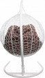Превью картинка Кресло подвесное M-Group Для двоих / 11450105 (белый ротанг/коричневая подушка)