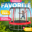 Превью картинка Батут Sundays Favorite Premium 8FT (красный, с сеткой, с лестницей)