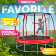 Превью картинка Батут Sundays Favorite Premium 10FT (красный, с сеткой, с лестницей)