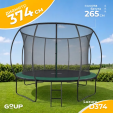 Превью картинка Батут GoUP Luxury-D374/12FT (с сеткой и лестницей, темно-зеленый)