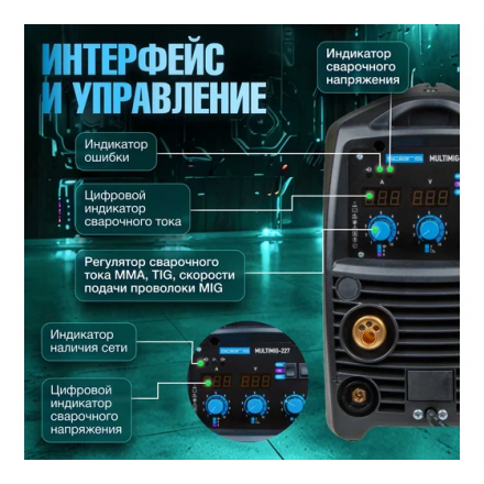 Полуавтомат сварочный Solaris MULTIMIG-227 Полуавтомат сварочный Solaris MULTIMIG-227