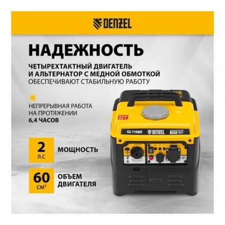 Генератор инверторный Denzel GS-1100iF Генератор инверторный Denzel GS-1100iF