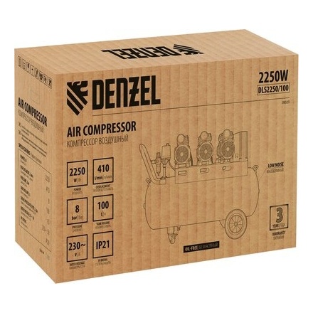 Воздушный компрессор Denzel Безмаслянный DLS 2250/100 Воздушный компрессор Denzel Безмаслянный DLS 2250/100