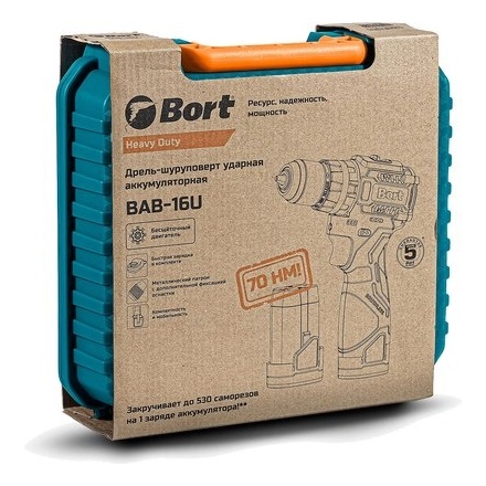Аккумуляторная дрель-шуруповерт Bort BAB-16U 2x2А.ч Аккумуляторная дрель-шуруповерт Bort BAB-16U 2x2А.ч
