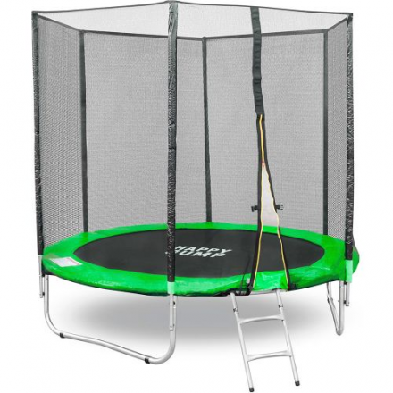 Батут Happy Jump PRO 8ft 252см с внешней сеткой и лестницей