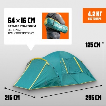 Палатка Coyote Kansas-3 CL-B21-3P-Green трехместная Палатка Coyote Kansas-3 CL-B21-3P-Green трехместная