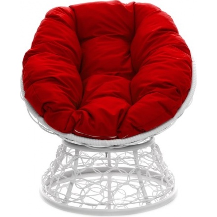 Кресло садовое M-Group Пончик 12320106 (белый ротанг/красная подушка) Кресло садовое M-Group Пончик 12320106 (белый ротанг/красная подушка)