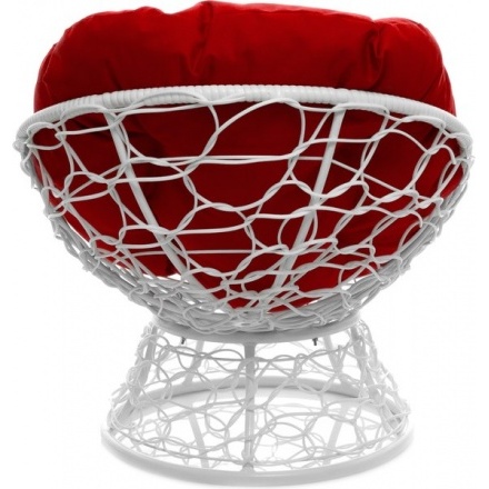 Кресло садовое M-Group Пончик 12320106 (белый ротанг/красная подушка) Кресло садовое M-Group Пончик 12320106 (белый ротанг/красная подушка)