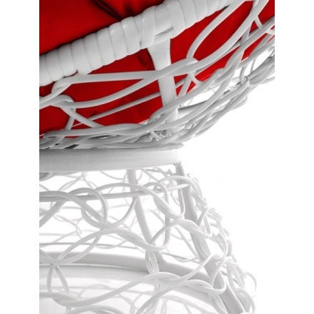 Кресло садовое M-Group Пончик 12320106 (белый ротанг/красная подушка) Кресло садовое M-Group Пончик 12320106 (белый ротанг/красная подушка)