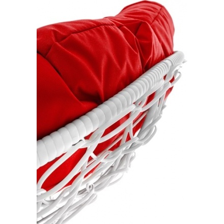 Кресло садовое M-Group Пончик 12320106 (белый ротанг/красная подушка) Кресло садовое M-Group Пончик 12320106 (белый ротанг/красная подушка)