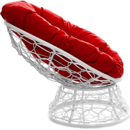Кресло садовое M-Group Пончик 12320106 (белый ротанг/красная подушка) Кресло садовое M-Group Пончик 12320106 (белый ротанг/красная подушка)