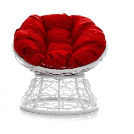 Кресло садовое M-Group Пончик 12320106 (белый ротанг/красная подушка) Кресло садовое M-Group Пончик 12320106 (белый ротанг/красная подушка)