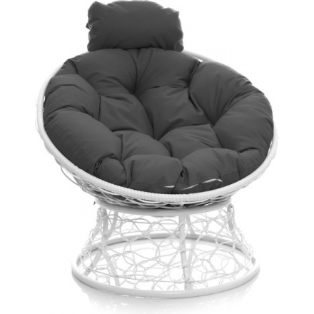 Кресло садовое M-Group Папасан мини 12070109 (белый ротанг/серая подушка) Кресло садовое M-Group Папасан мини 12070109 (белый ротанг/серая подушка)