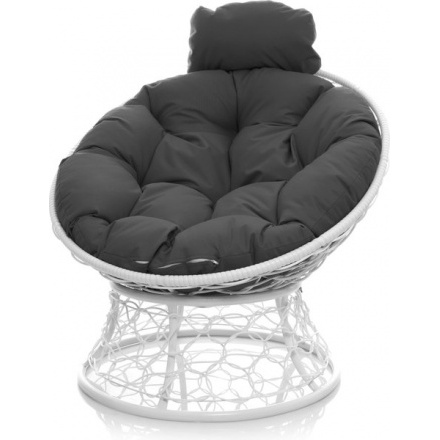 Кресло садовое M-Group Папасан мини 12070109 (белый ротанг/серая подушка) Кресло садовое M-Group Папасан мини 12070109 (белый ротанг/серая подушка)