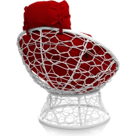 Кресло садовое M-Group Папасан мини 12070106 (белый ротанг/красная подушка) Кресло садовое M-Group Папасан мини 12070106 (белый ротанг/красная подушка)