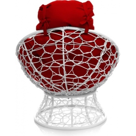 Кресло садовое M-Group Папасан мини 12070106 (белый ротанг/красная подушка) Кресло садовое M-Group Папасан мини 12070106 (белый ротанг/красная подушка)