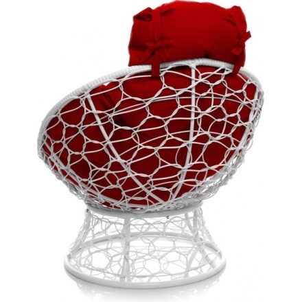 Кресло садовое M-Group Папасан мини 12070106 (белый ротанг/красная подушка) Кресло садовое M-Group Папасан мини 12070106 (белый ротанг/красная подушка)