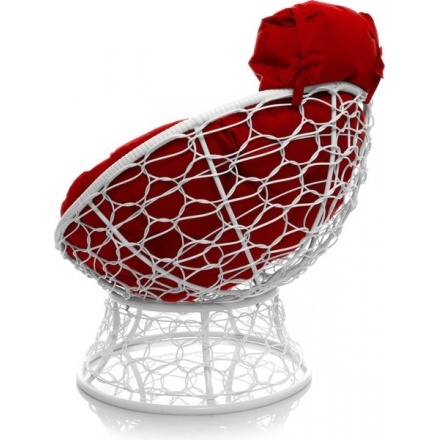 Кресло садовое M-Group Папасан мини 12070106 (белый ротанг/красная подушка) Кресло садовое M-Group Папасан мини 12070106 (белый ротанг/красная подушка)