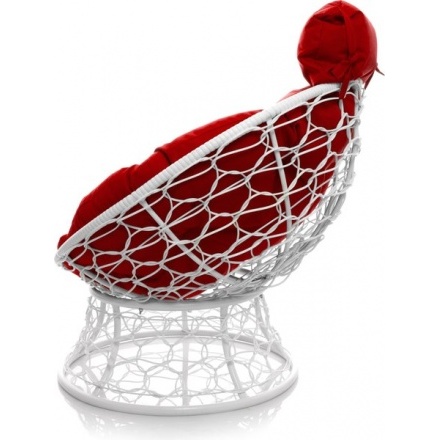 Кресло садовое M-Group Папасан мини 12070106 (белый ротанг/красная подушка) Кресло садовое M-Group Папасан мини 12070106 (белый ротанг/красная подушка)