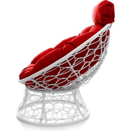 Кресло садовое M-Group Папасан мини 12070106 (белый ротанг/красная подушка) Кресло садовое M-Group Папасан мини 12070106 (белый ротанг/красная подушка)