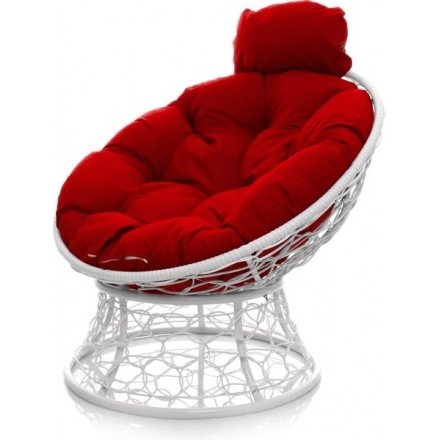 Кресло садовое M-Group Папасан мини 12070106 (белый ротанг/красная подушка) Кресло садовое M-Group Папасан мини 12070106 (белый ротанг/красная подушка)