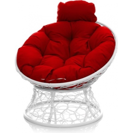 Кресло садовое M-Group Папасан мини 12070106 (белый ротанг/красная подушка) Кресло садовое M-Group Папасан мини 12070106 (белый ротанг/красная подушка)