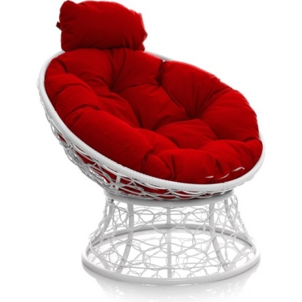 Кресло садовое M-Group Папасан мини 12070106 (белый ротанг/красная подушка) Кресло садовое M-Group Папасан мини 12070106 (белый ротанг/красная подушка)