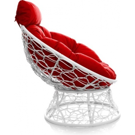 Кресло садовое M-Group Папасан мини 12070106 (белый ротанг/красная подушка) Кресло садовое M-Group Папасан мини 12070106 (белый ротанг/красная подушка)