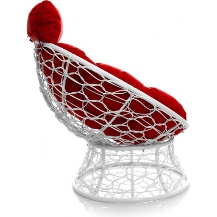 Кресло садовое M-Group Папасан мини 12070106 (белый ротанг/красная подушка) Кресло садовое M-Group Папасан мини 12070106 (белый ротанг/красная подушка)